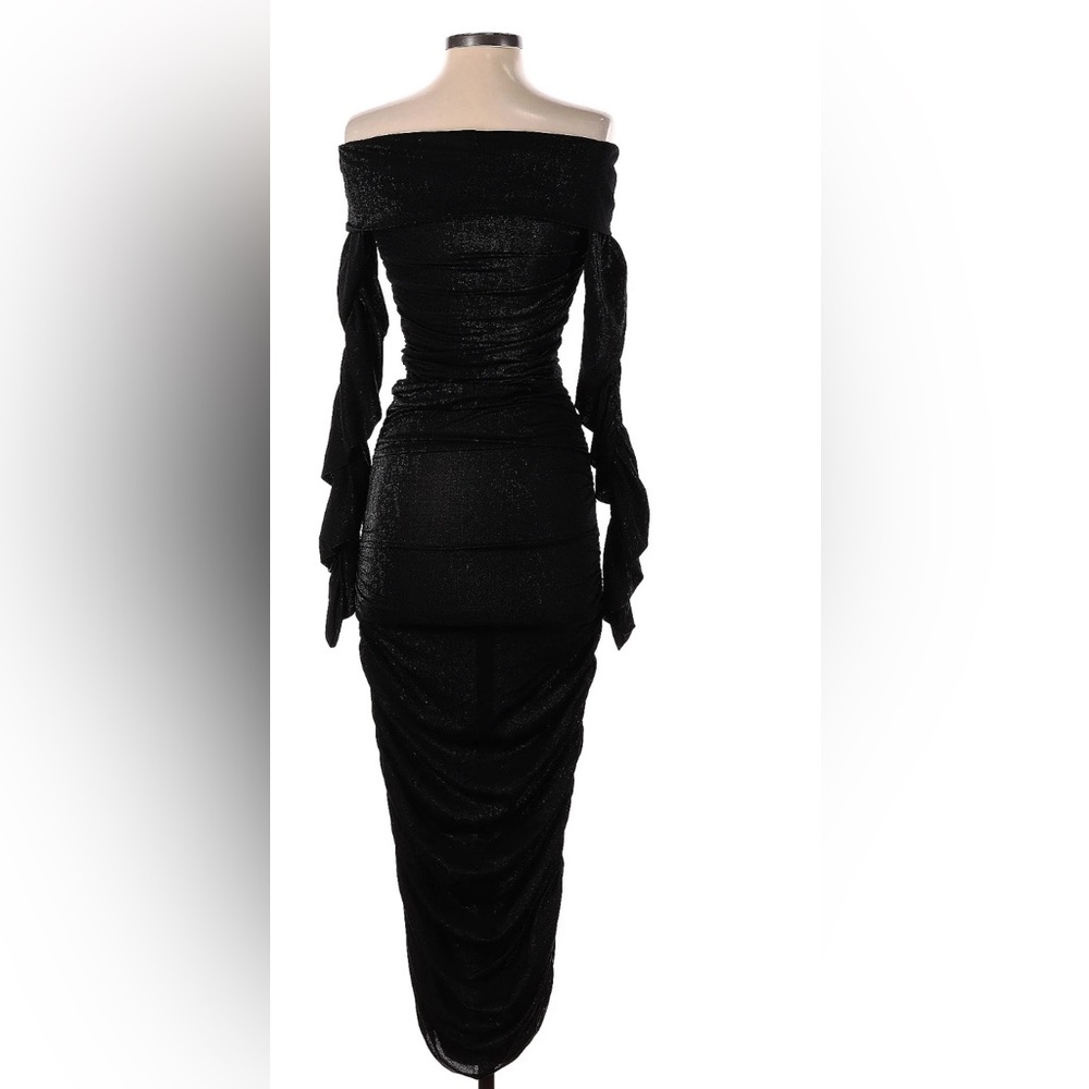 Bronx and Banco black off shoulder cocktail dress
